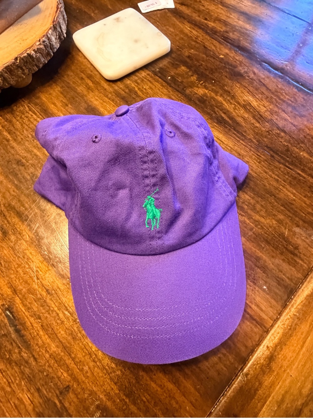 Ralph Lauren Men's Purple Cap with Green Polo Logo